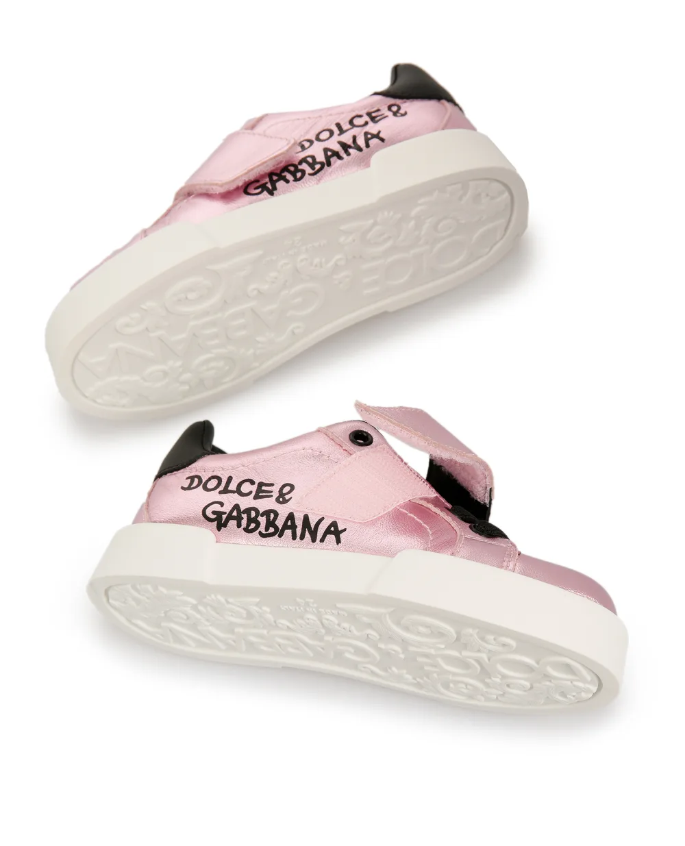 Кожаные сникеры Dolce&Gabbana Kids DN0155-AN442, розовый цвет • Купить в интернет-магазине Kameron