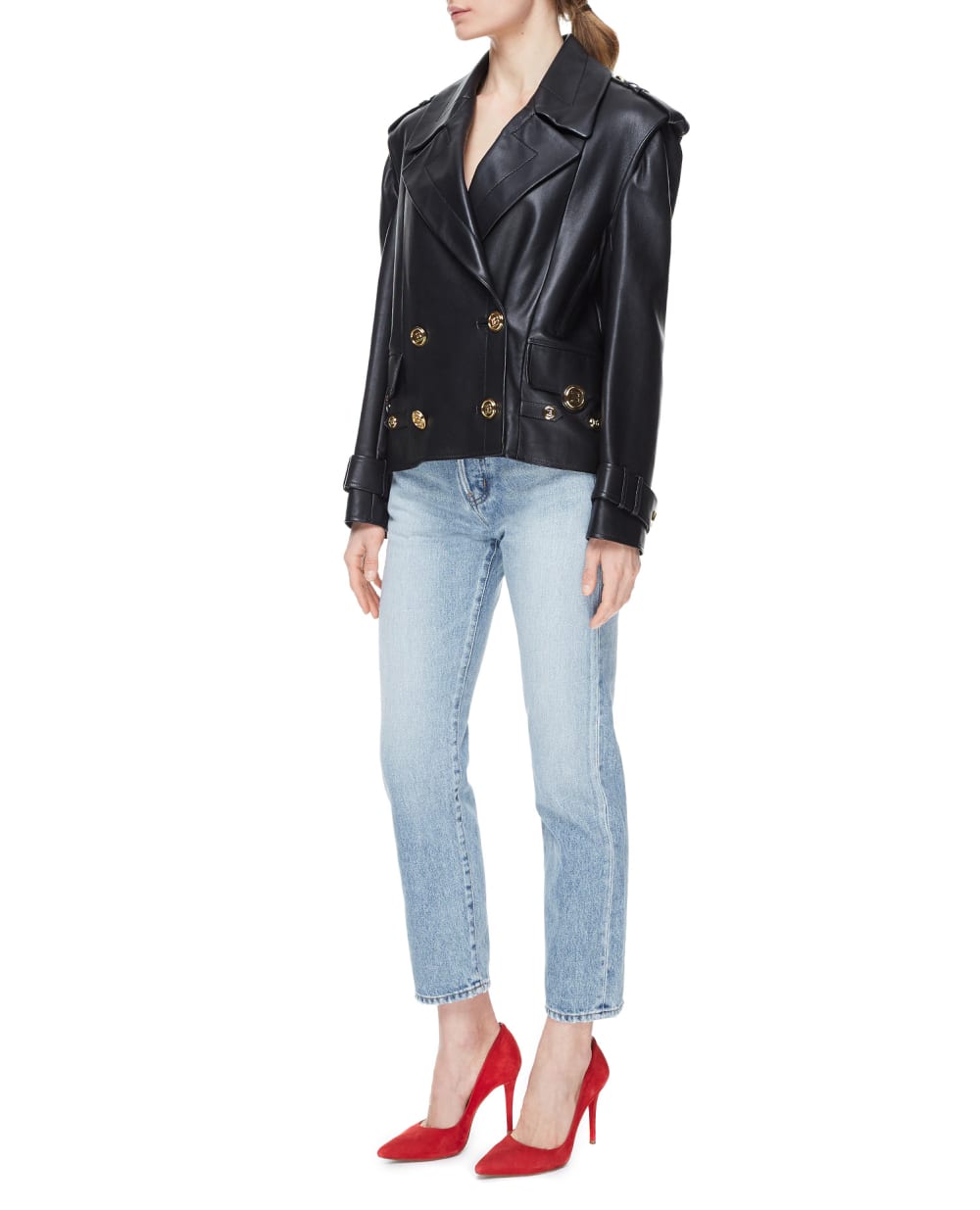 Кожаная куртка Balmain VF19495L062, черный цвет • Купить в интернет-магазине Kameron