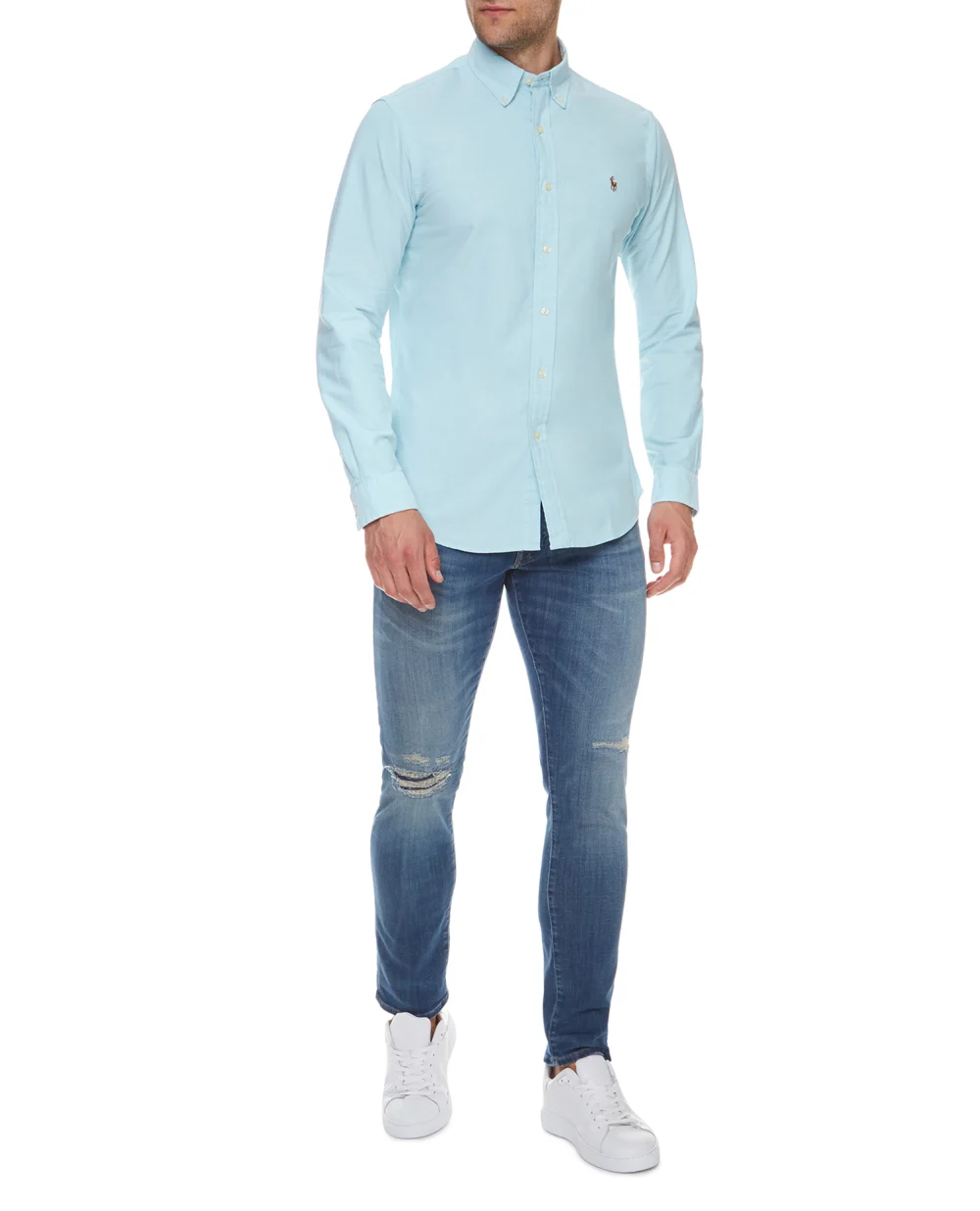Рубашка Polo Ralph Lauren 710829473001, голубой цвет • Купить в интернет-магазине Kameron