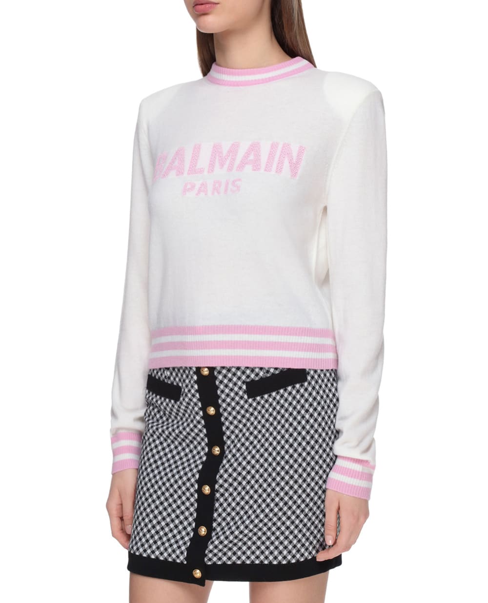 Шерстяной джемпер Balmain VF13120K225, белый цвет • Купить в интернет-магазине Kameron