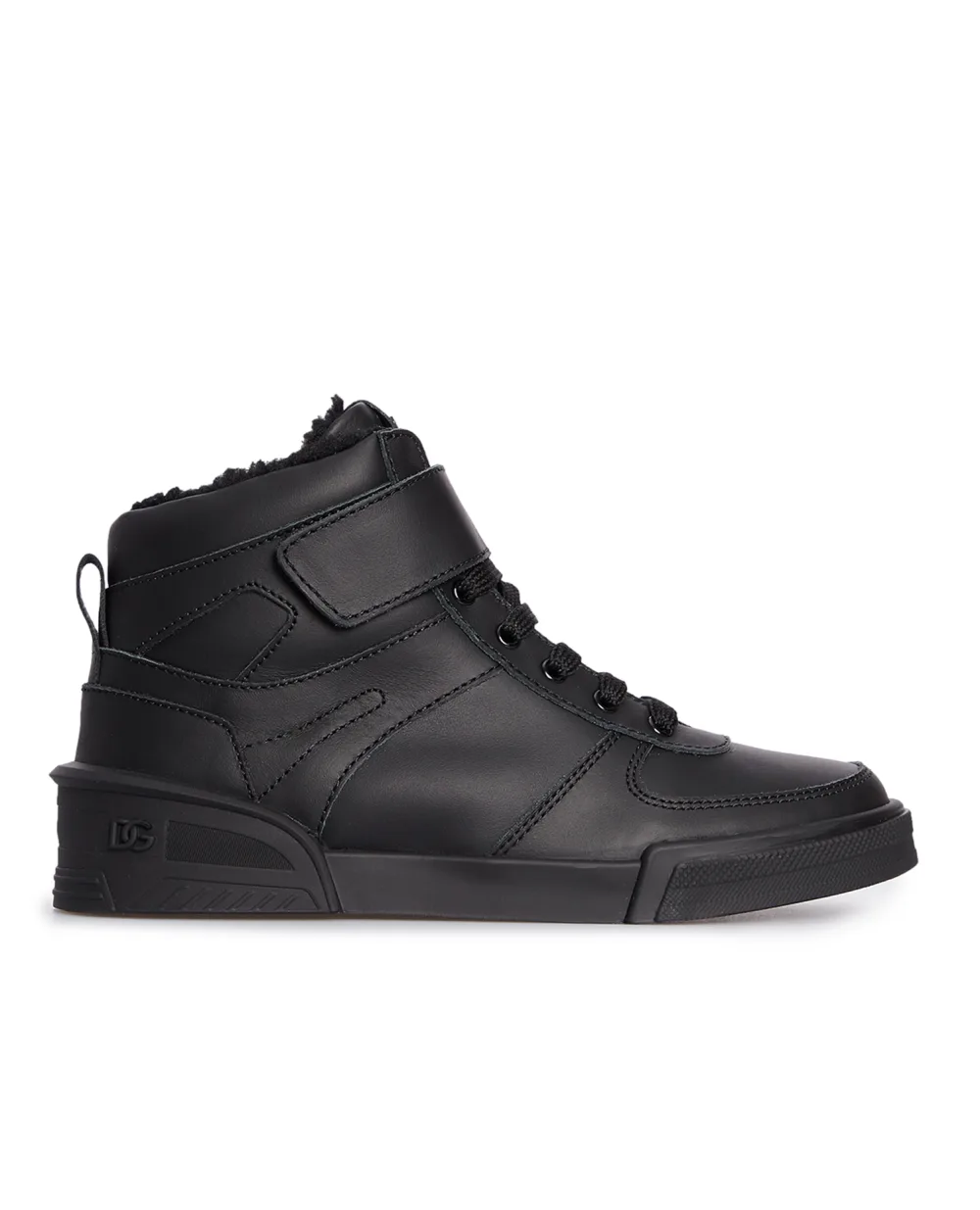 Детские кожаные хайтопы Dolce&Gabbana Kids DA5159-AM668-M, черный цвет • Купить в интернет-магазине Kameron