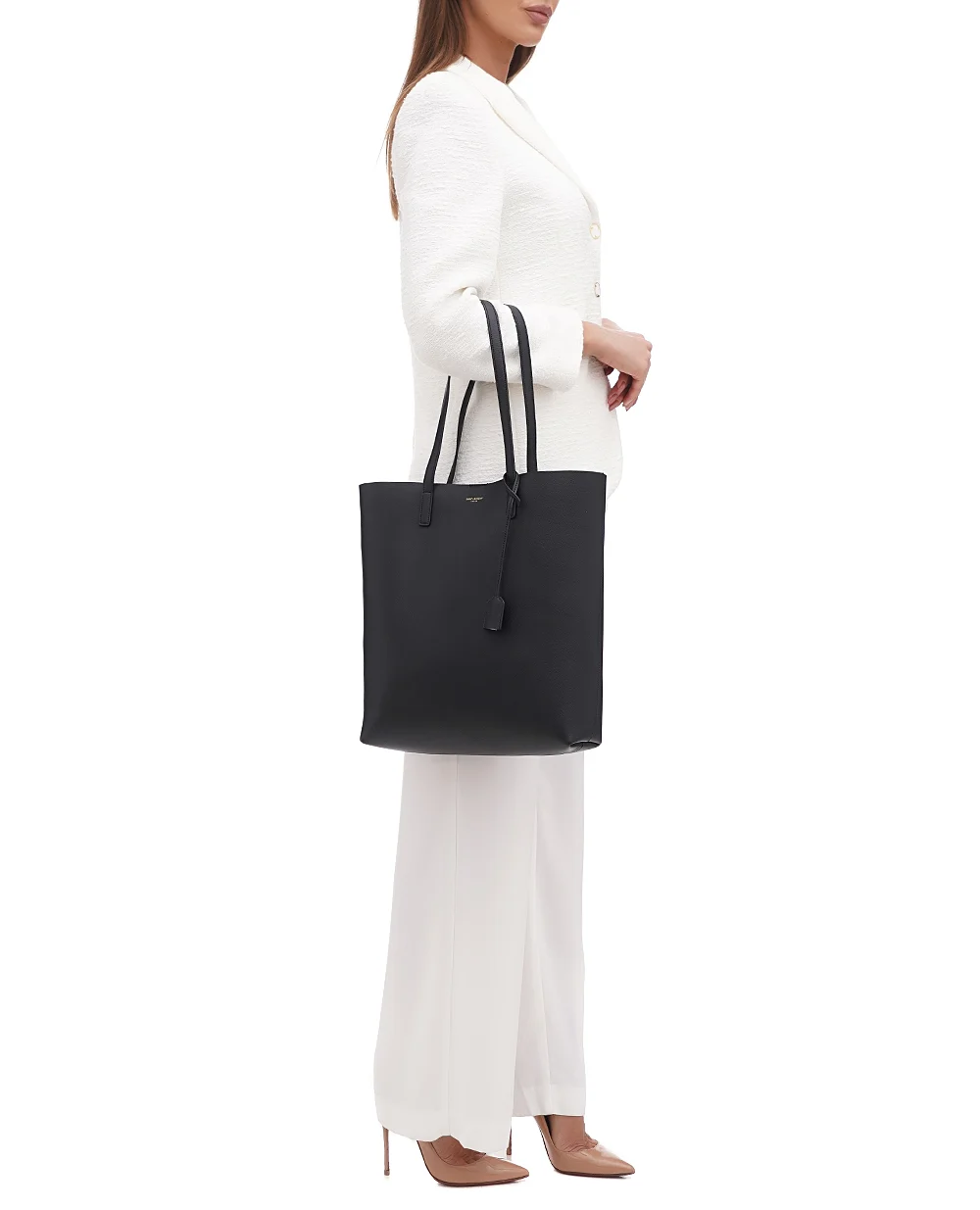 Кожаная сумка Shopping Bag Saint Laurent 600306-CSV0J, черный цвет • Купить в интернет-магазине Kameron
