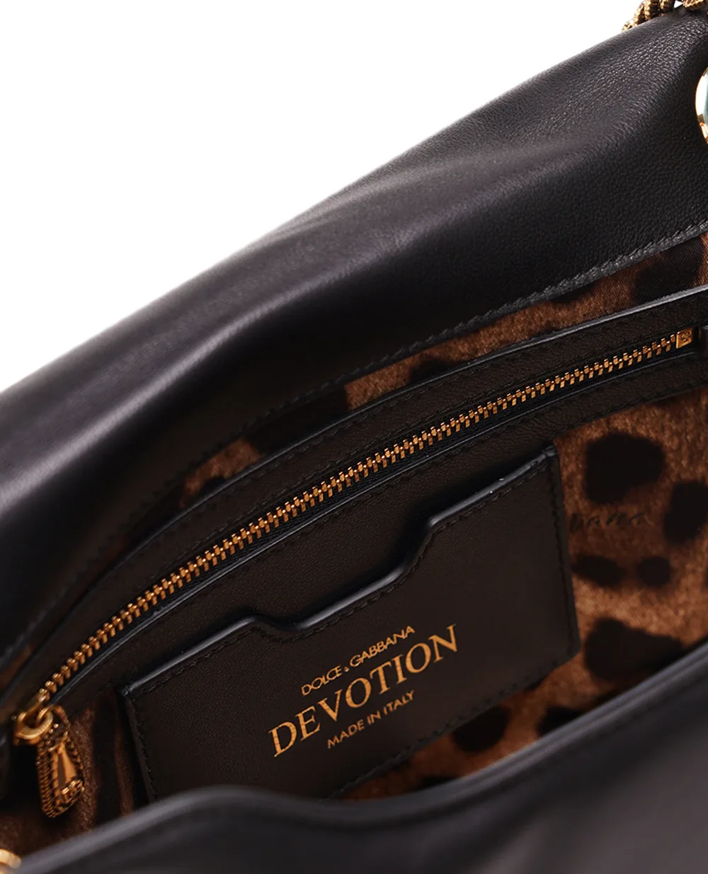 Кожаная сумка Devotion Soft Dolce&Gabbana BB7541-AF984, черный цвет • Купить в интернет-магазине Kameron