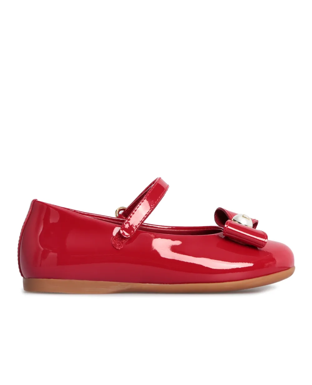 Детские кожаные балетки Dolce&Gabbana Kids D20068-A1328, красный цвет • Купить в интернет-магазине Kameron