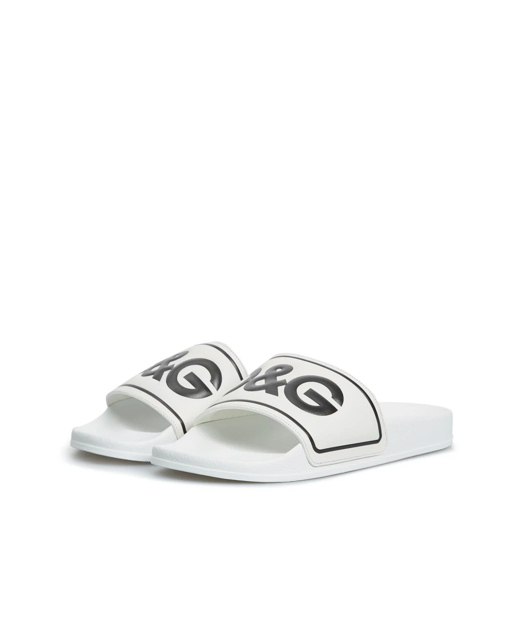 Детские кожаные слайдеры Dolce&Gabbana Kids DD0318-A6E33-M, белый цвет • Купить в интернет-магазине Kameron