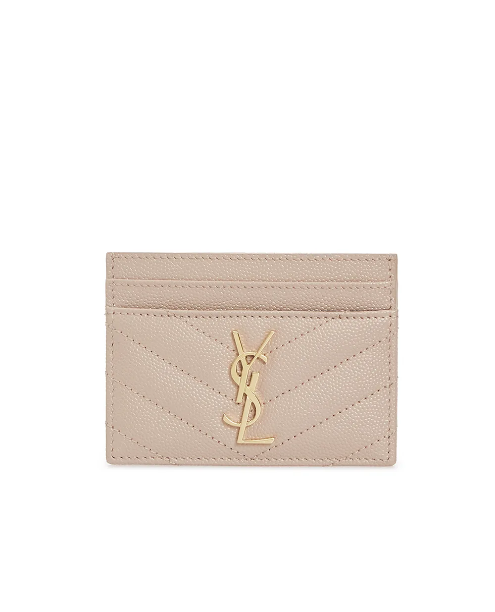 Кожаная визитница Saint Laurent 423291-BOW01, бежевый цвет • Купить в интернет-магазине Kameron