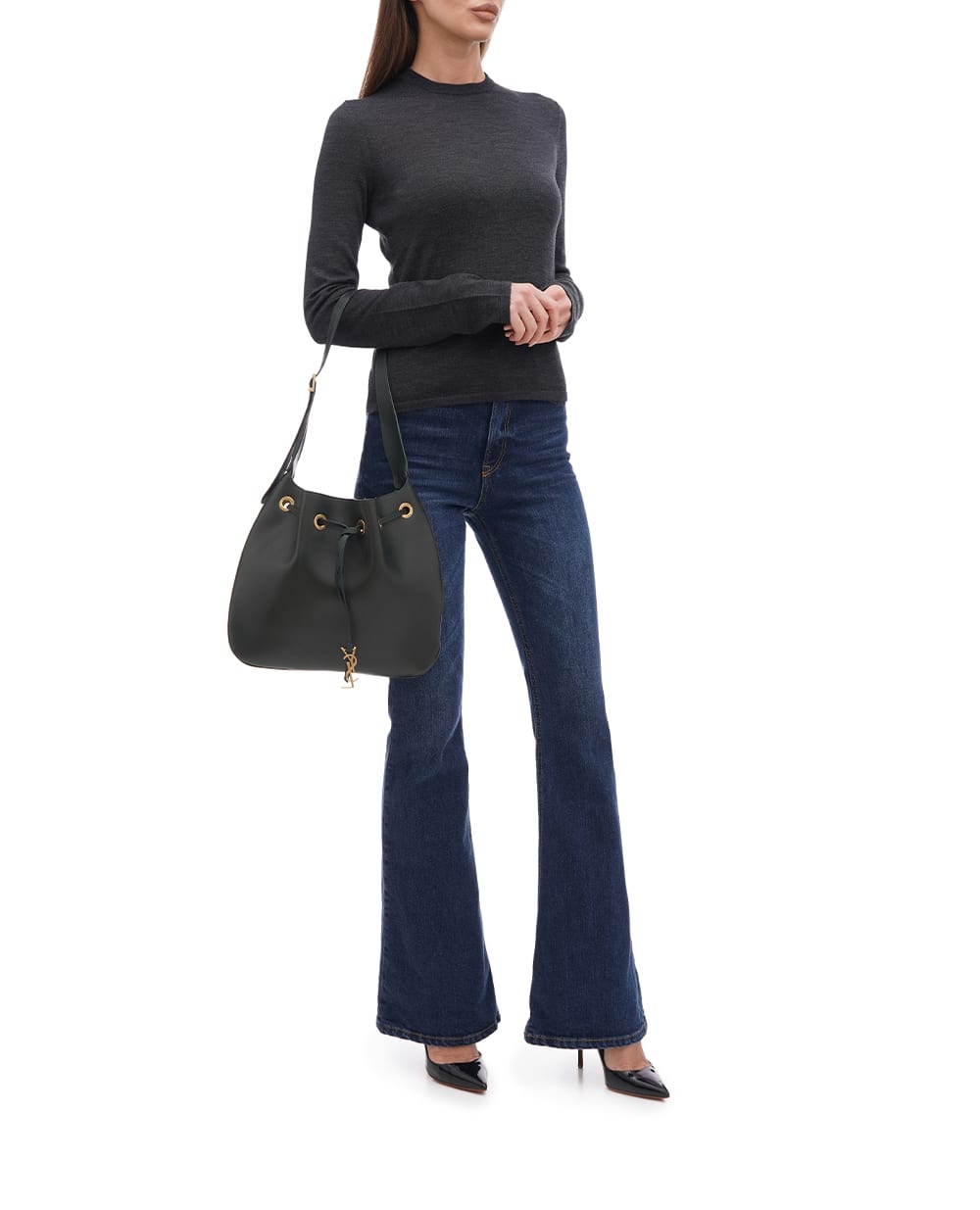 Кожаная сумка Paris VII Medium Saint Laurent 697918-AAAMD, темно-зеленый цвет • Купить в интернет-магазине Kameron