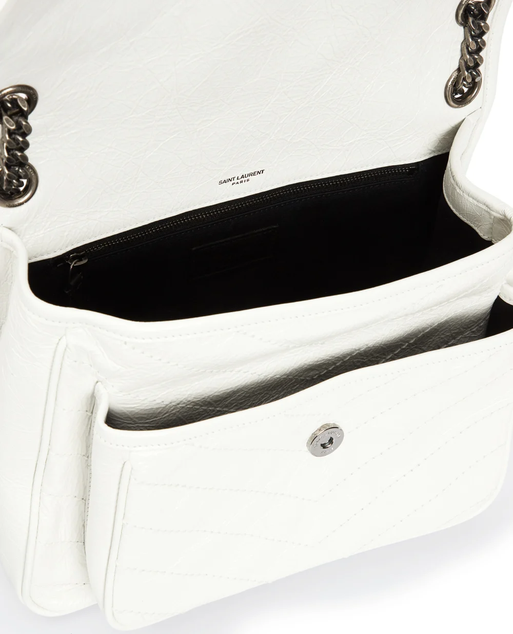 Кожаная сумка Niki Medium Saint Laurent 498894-0EN04-, белый цвет • Купить в интернет-магазине Kameron