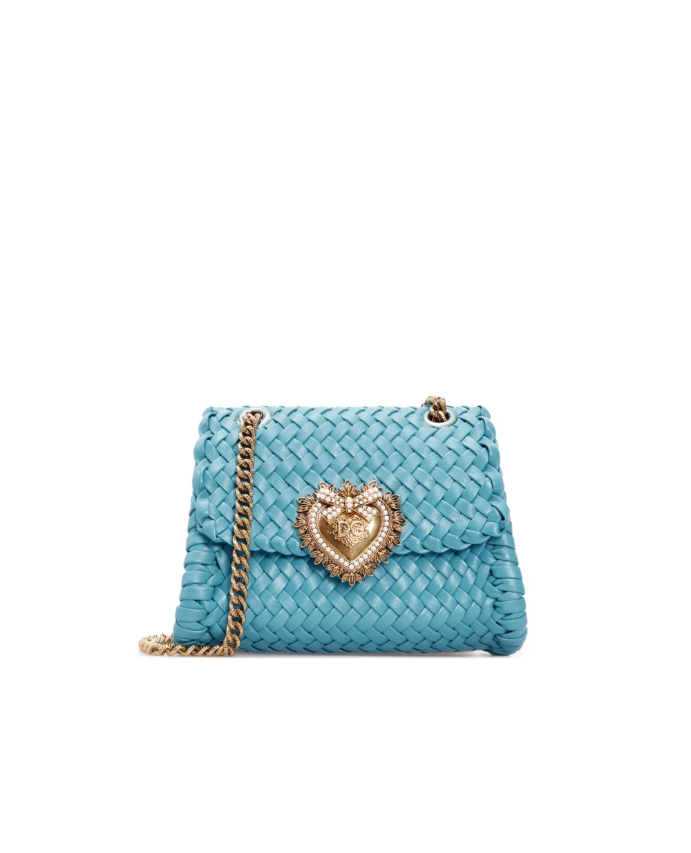 Кожаная сумка Devotion Dolce&Gabbana BB6877-AX813, бирюзовый цвет • Купить в интернет-магазине Kameron