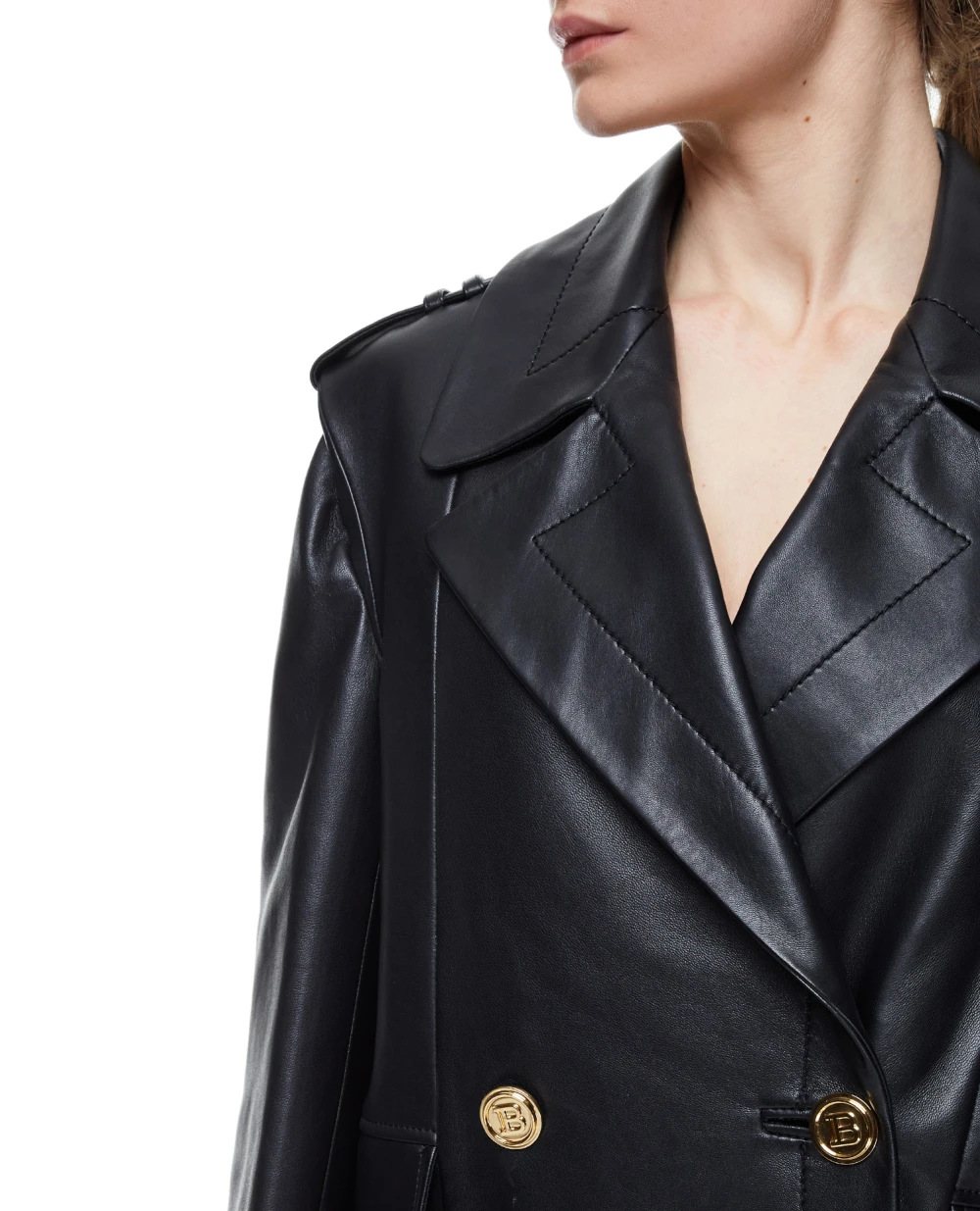 Кожаная куртка Balmain VF19495L062, черный цвет • Купить в интернет-магазине Kameron