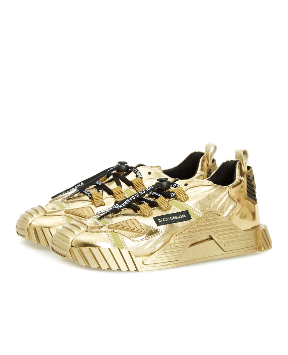 Кожаные кроссовки Dolce&Gabbana Kids D11021-AO228-M, золотой цвет • Купить в интернет-магазине Kameron