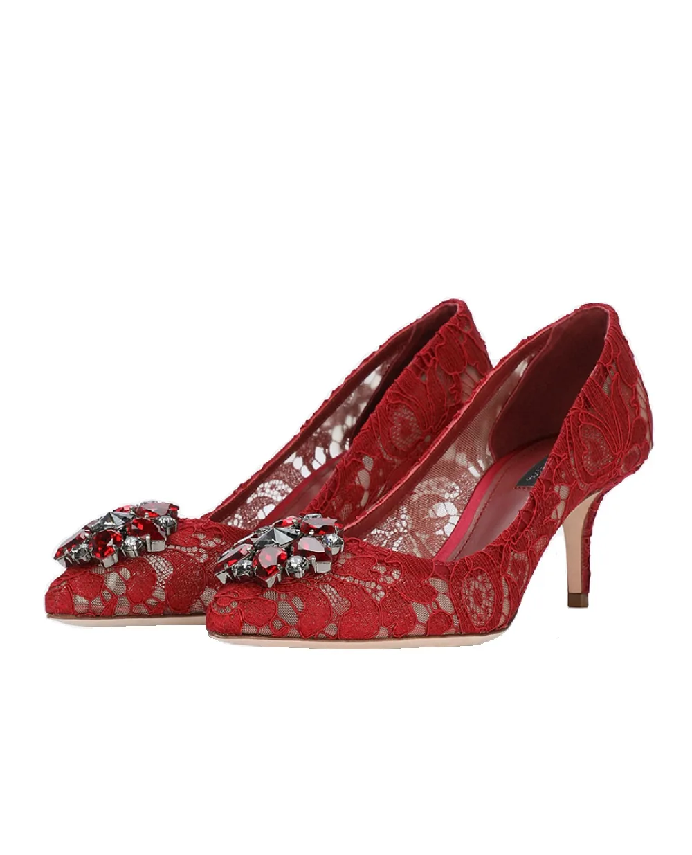 Кружевные лодочки Rainbow Lace Dolce&Gabbana CD0066-AL198, бордовый цвет • Купить в интернет-магазине Kameron