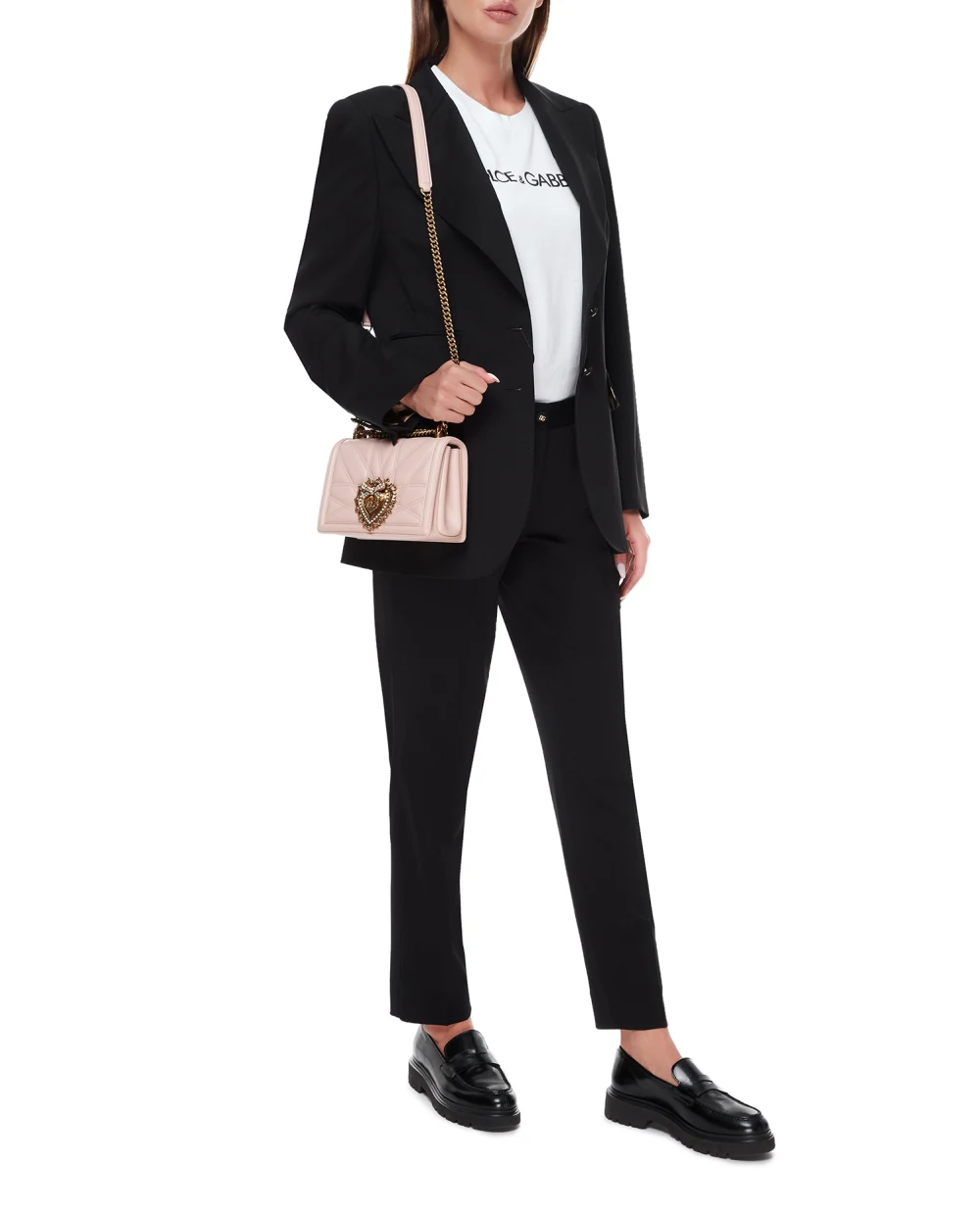 Кожаная сумка Devotion Medium Dolce&Gabbana BB7158-AW437, розовый цвет • Купить в интернет-магазине Kameron