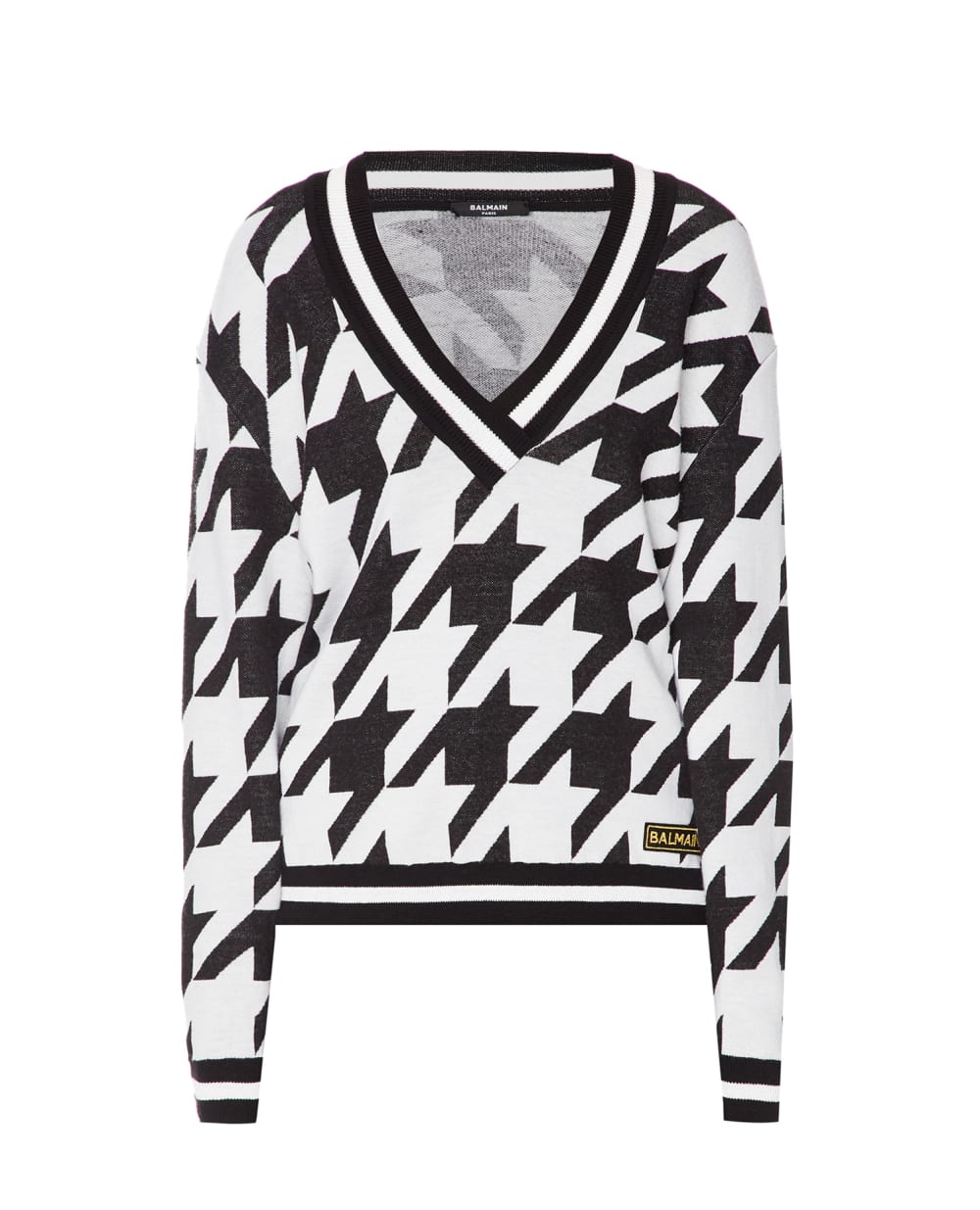 Шерстяной пуловер Balmain YF1KB005KC09, белый цвет • Купить в интернет-магазине Kameron