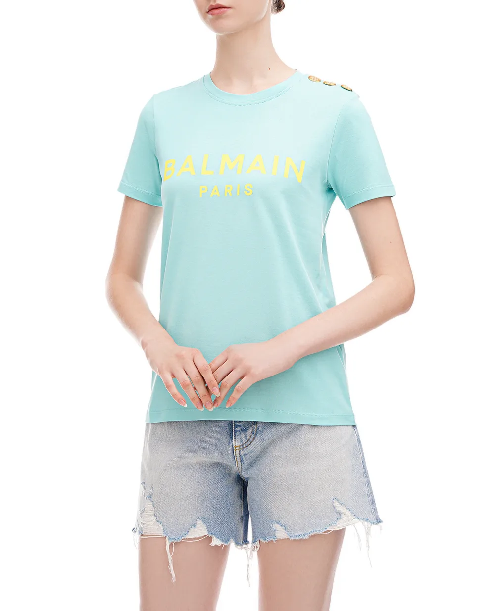 Футболка Balmain BF1EF005BB02, зеленый цвет • Купить в интернет-магазине Kameron