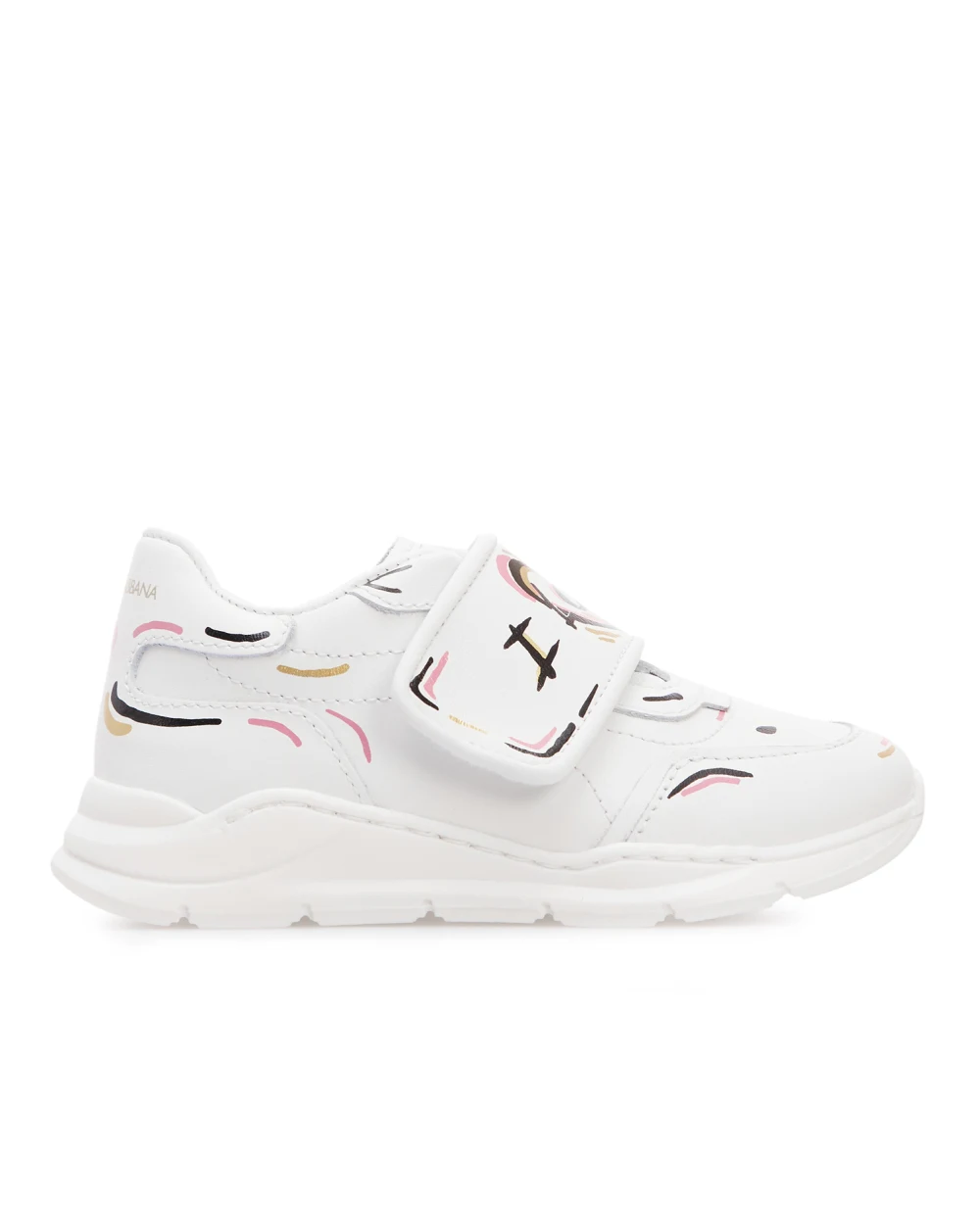 Кожаные кроссовки Dolce&Gabbana Kids DN0153-AJ931, белый цвет • Купить в интернет-магазине Kameron
