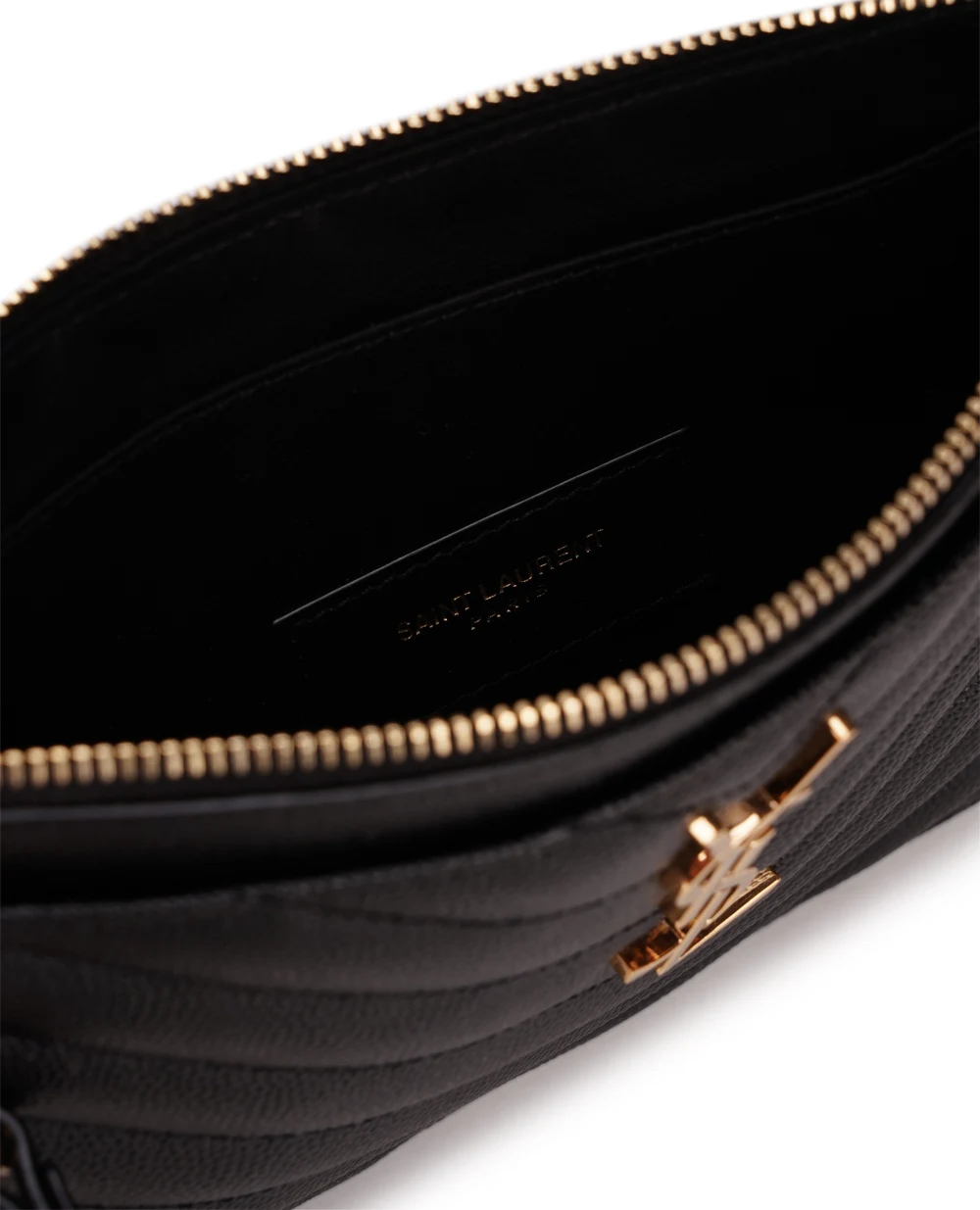 Кожаный клатч Saint Laurent 636313-BOW01, черный цвет • Купить в интернет-магазине Kameron