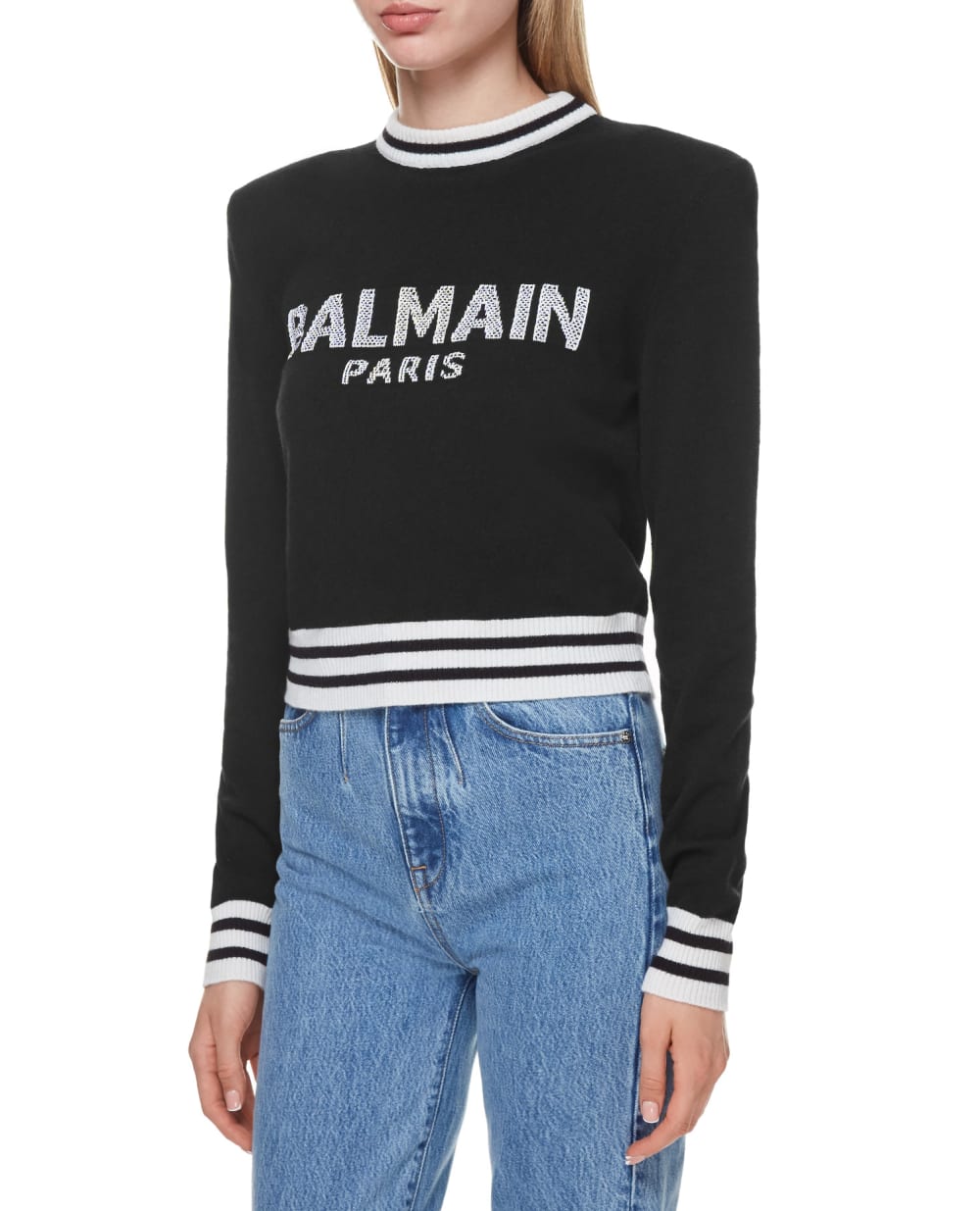 Шерстяной джемпер Balmain WF1KA000K225, черный цвет • Купить в интернет-магазине Kameron