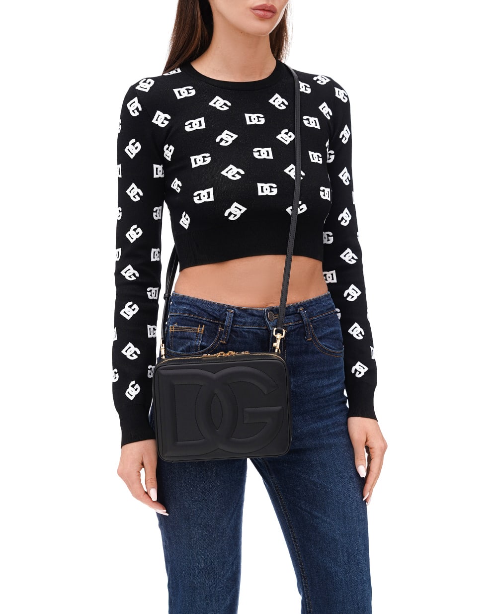 Кожаная сумка DG Logo Medium Dolce&Gabbana BB7290-AW576, черный цвет • Купить в интернет-магазине Kameron