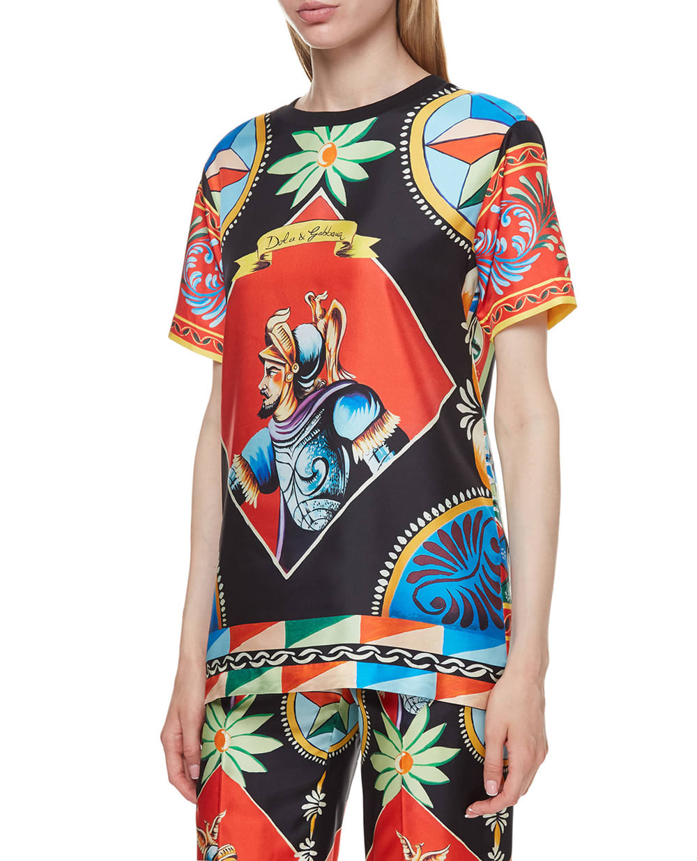 Шелковая футболка Dolce&Gabbana F74A9T-FI1MJ, разноцветный цвет • Купить в интернет-магазине Kameron