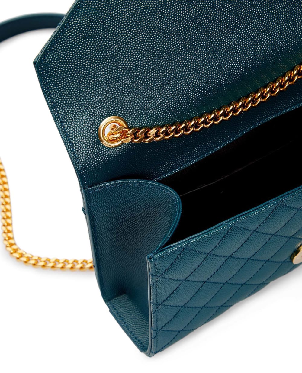 Кожаная сумка Envelope Small Saint Laurent 600195-BOW91, зеленый цвет • Купить в интернет-магазине Kameron