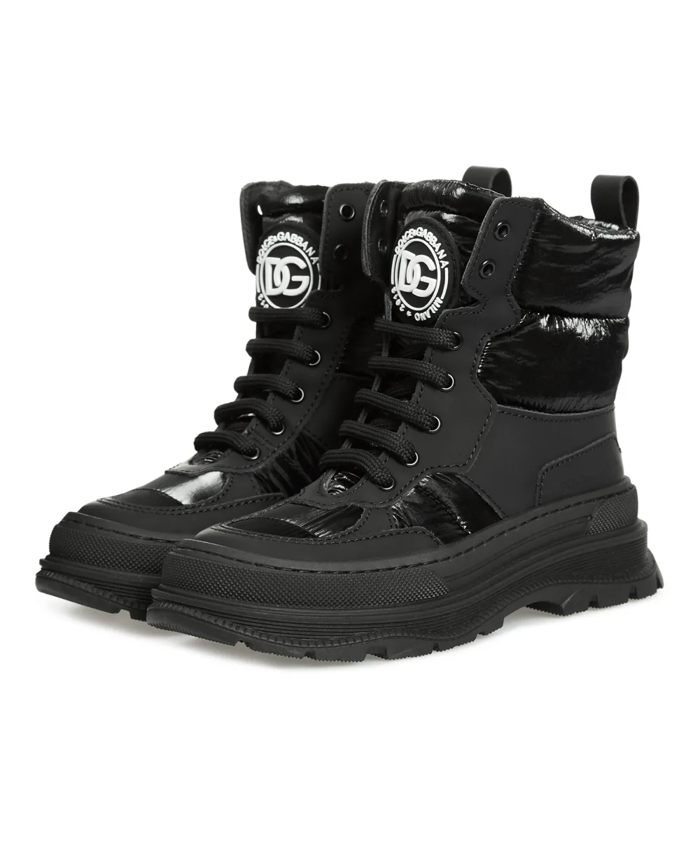 Детские кожаные ботинки Dolce&Gabbana Kids D11058-AQ367-M, черный цвет • Купить в интернет-магазине Kameron