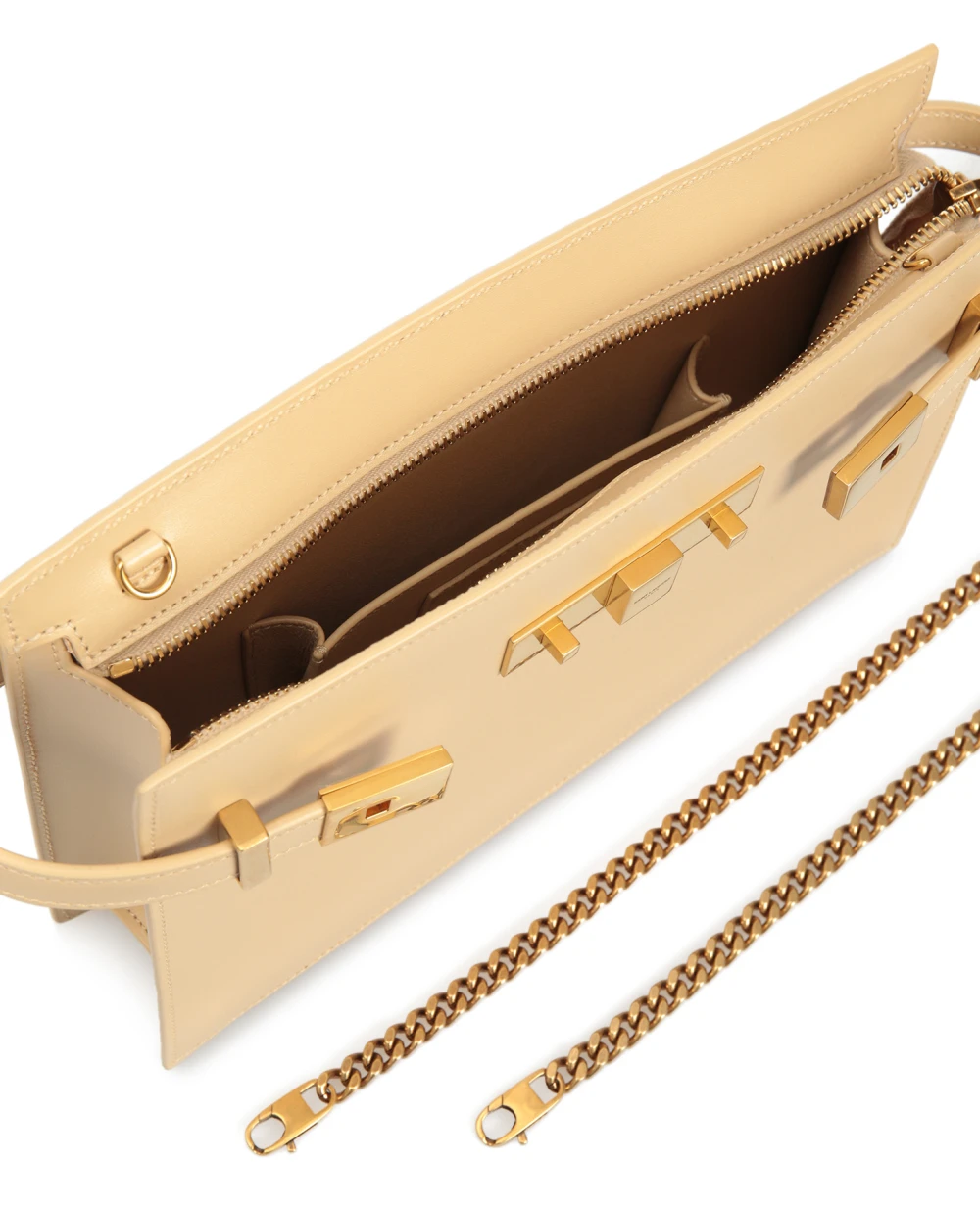 Кожаная сумка New Manhattan Saint Laurent 636478-0SX0W, бежевый цвет • Купить в интернет-магазине Kameron