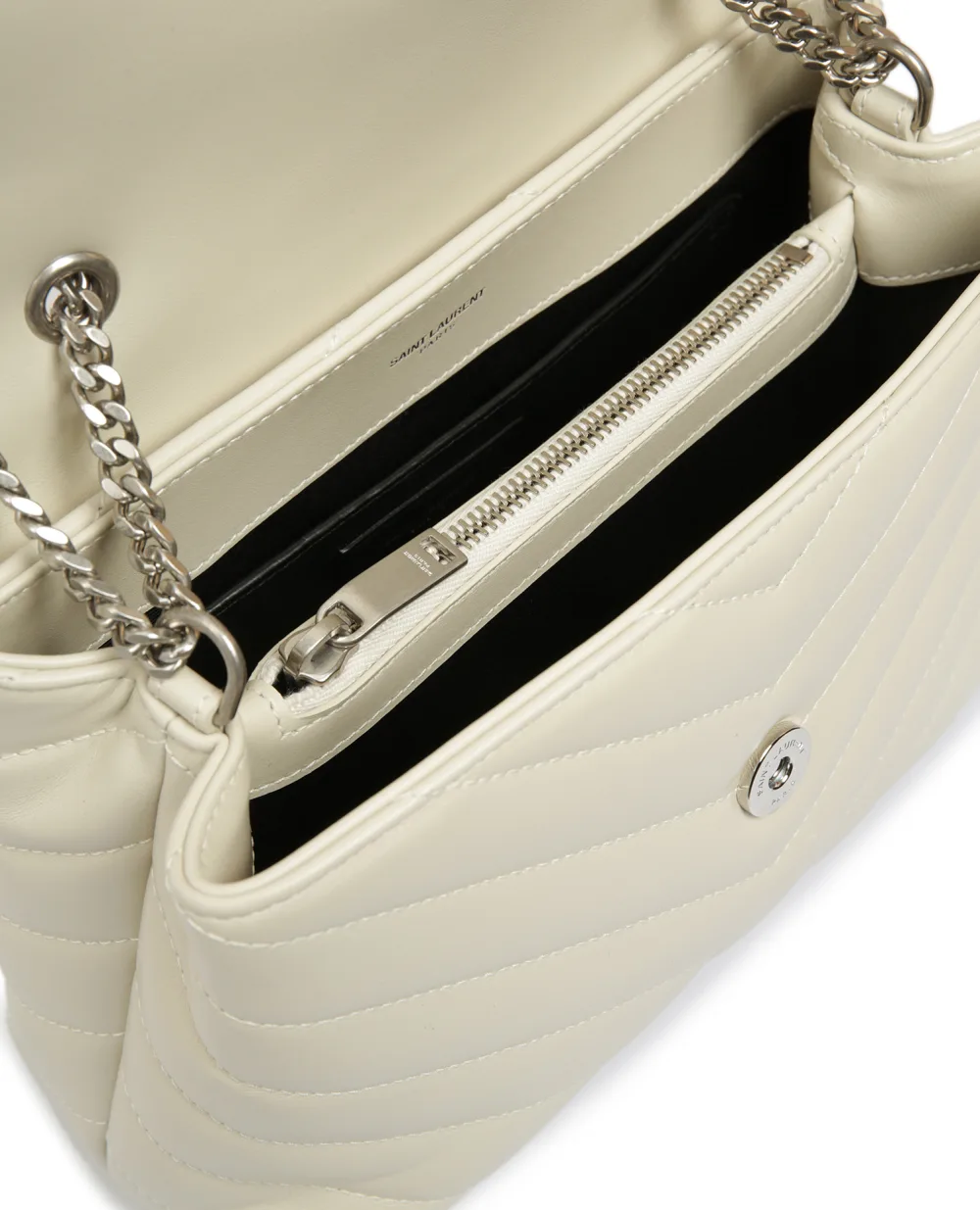 Кожаная сумка Loulou Small Saint Laurent 494699-DV726-, белый цвет • Купить в интернет-магазине Kameron