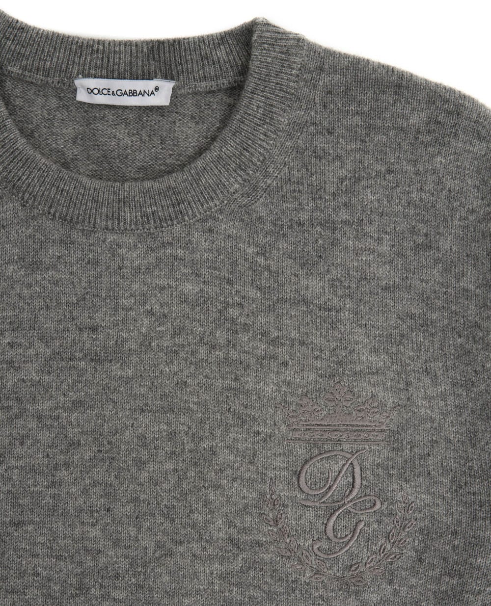 Детский кашемировый джемпер Dolce&Gabbana Kids L4KW22-JAW00-S, серый цвет • Купить в интернет-магазине Kameron
