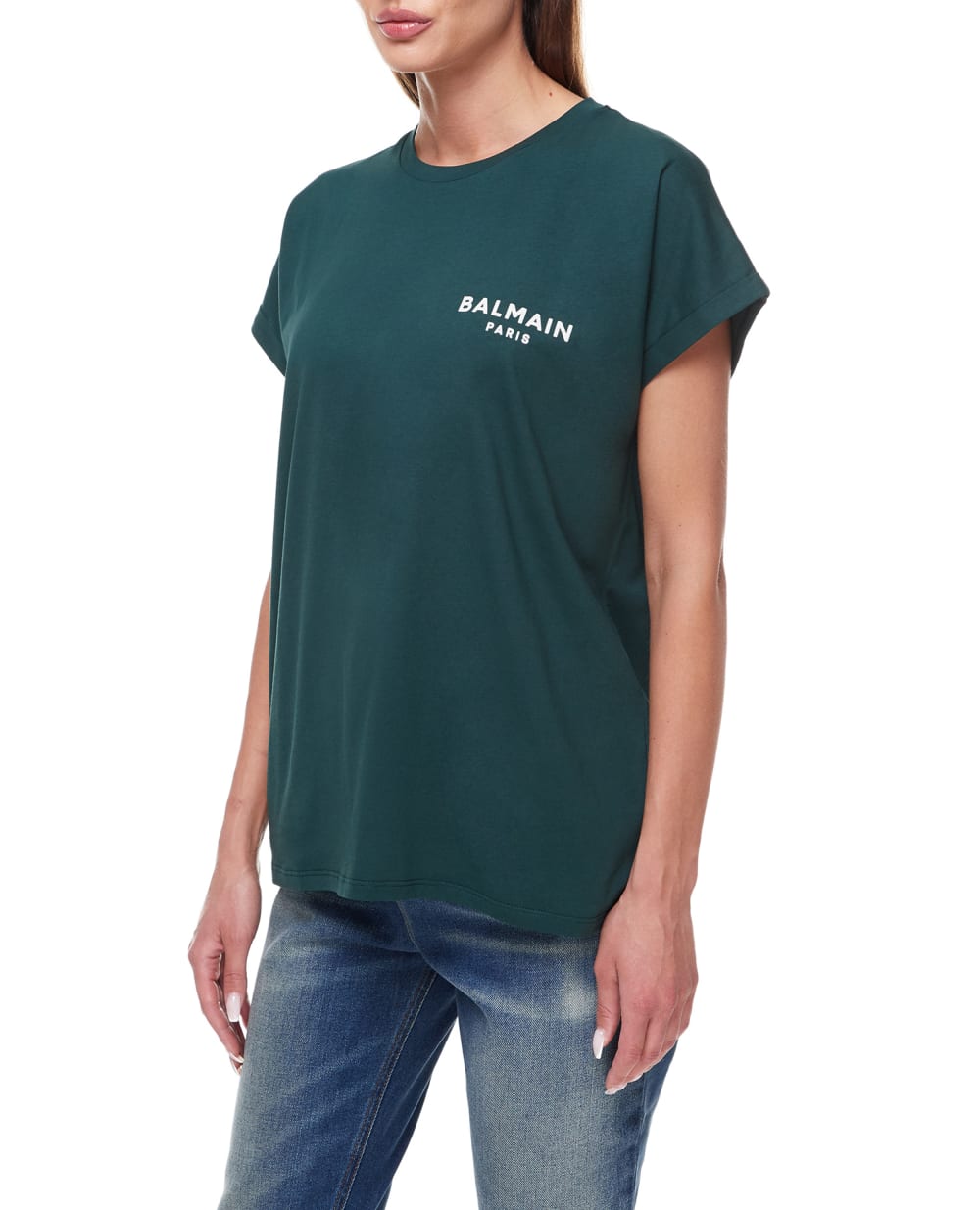 Футболка Balmain BF1EF010BB01, зеленый цвет • Купить в интернет-магазине Kameron