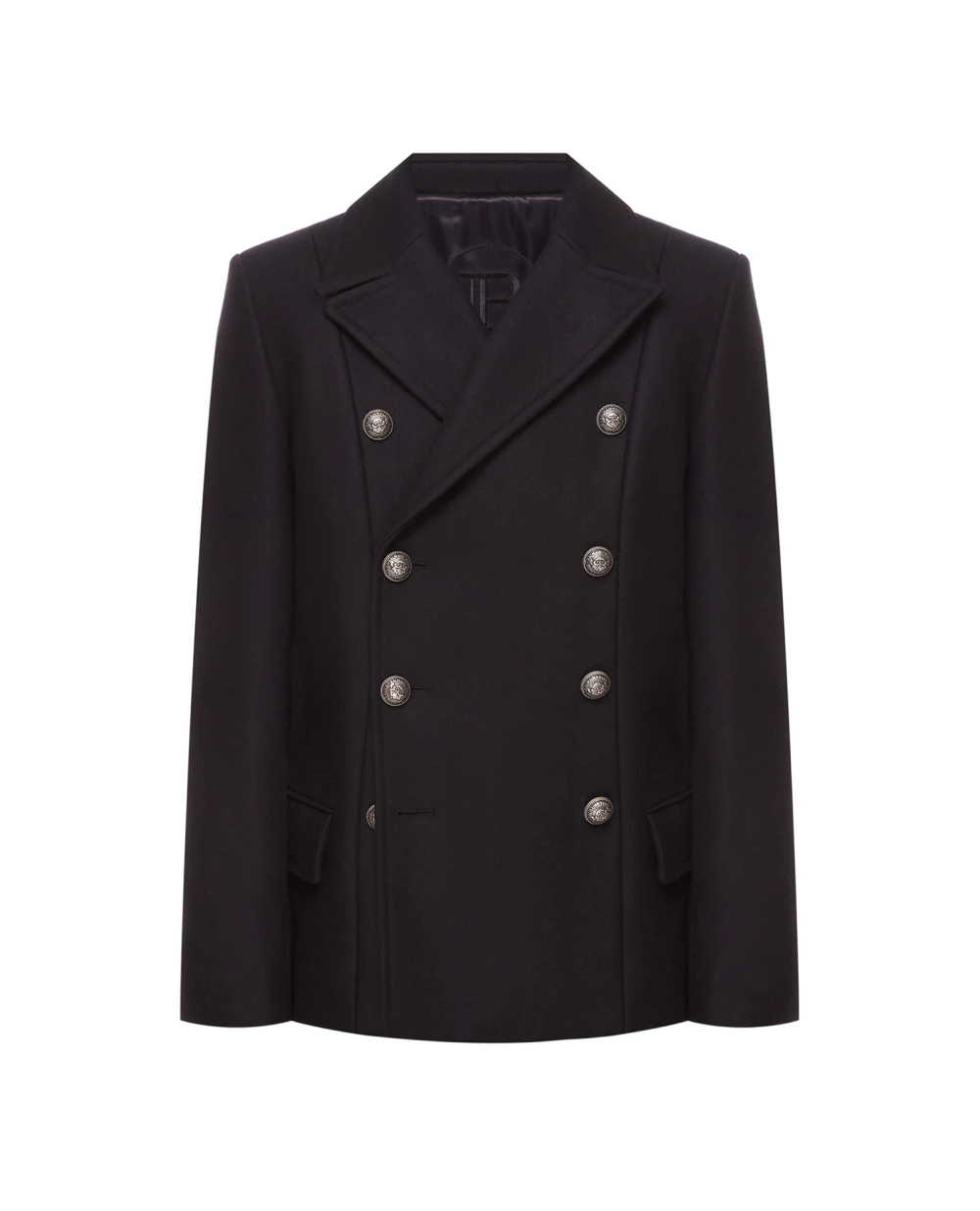 Шерстяное пальто Balmain YH1UC033WB06, черный цвет • Купить в интернет-магазине Kameron