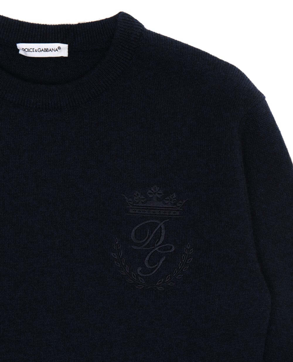 Детский кашемировый джемпер Dolce&Gabbana Kids L4KW22-JAW00-S, темно-синий цвет • Купить в интернет-магазине Kameron