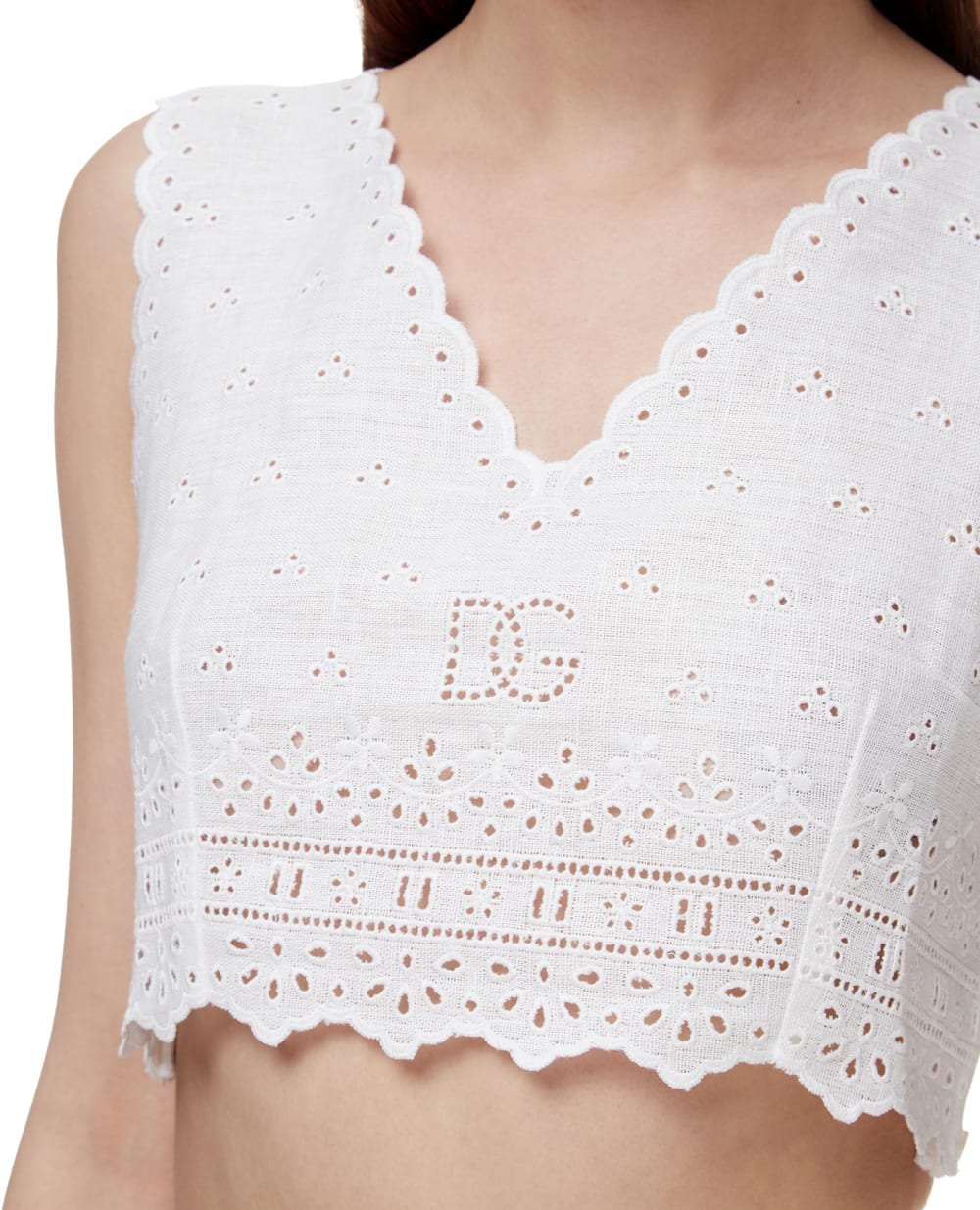 Льняной топ Dolce&Gabbana F8P76Z-FU4E3, белый цвет • Купить в интернет-магазине Kameron