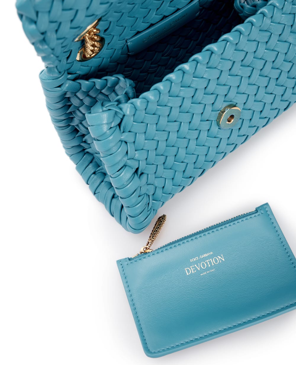 Кожаная сумка Devotion Dolce&Gabbana BB6877-AX813, бирюзовый цвет • Купить в интернет-магазине Kameron