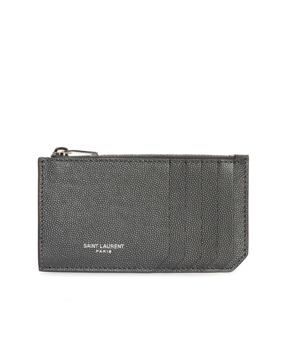 Кожаная визитница Pouch Saint Laurent 609362-BTY0N-, серый цвет • Купить в интернет-магазине Kameron