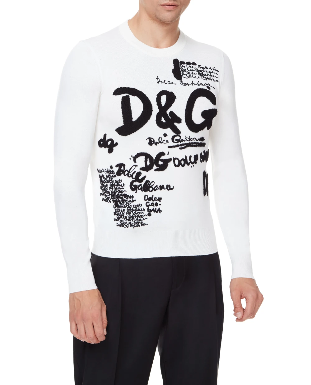 Шерстяной джемпер Dolce&Gabbana GX512Z-JBVE1, белый цвет • Купить в интернет-магазине Kameron