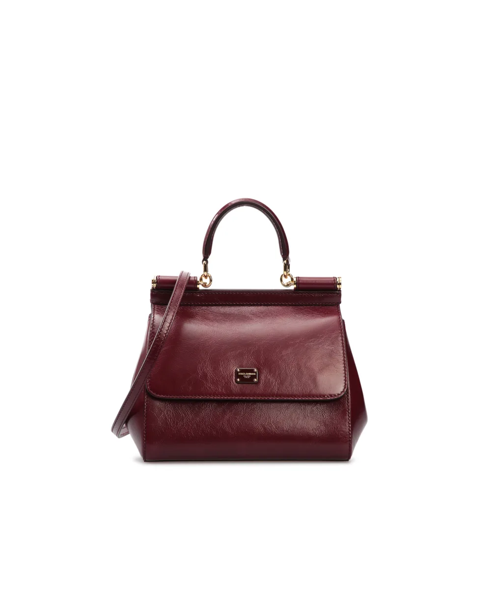 Кожаная сумка Sicily Dolce&Gabbana BB6003-AW554, бордовый цвет • Купить в интернет-магазине Kameron
