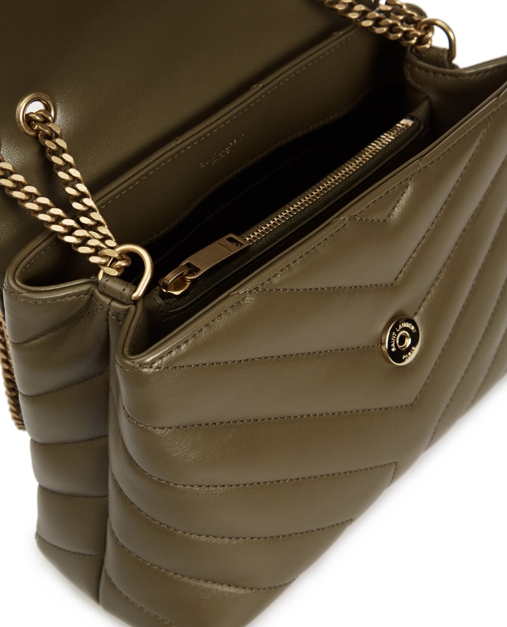 Кожаная сумка Loulou Small Saint Laurent 494699-DV727-, оливковый цвет • Купить в интернет-магазине Kameron