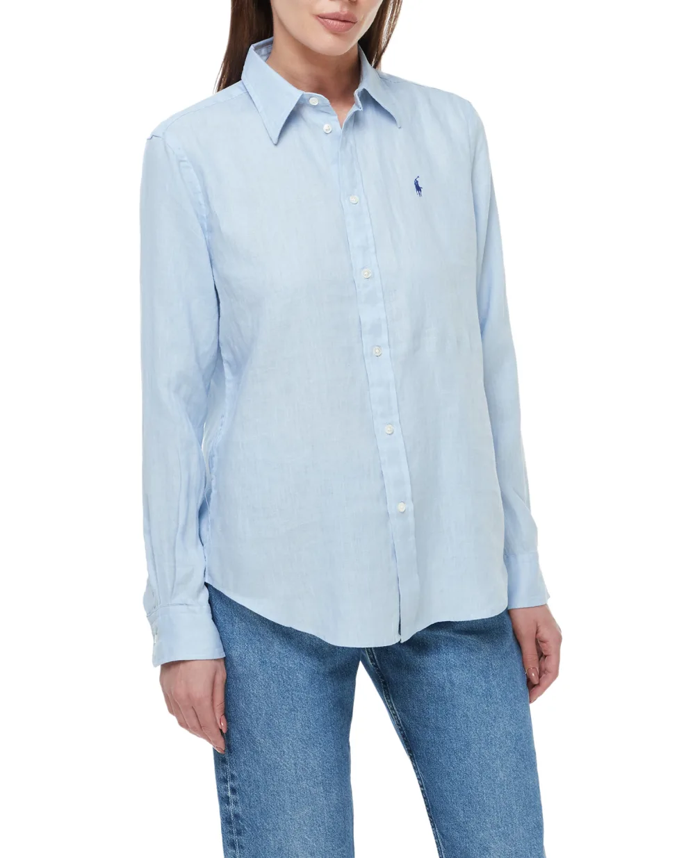 Льняная рубашка Polo Ralph Lauren 211920516003, голубой цвет • Купить в интернет-магазине Kameron