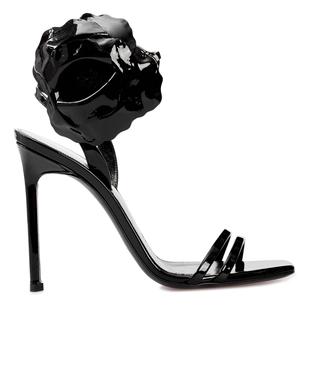 Кожаные босоножки Amber flower Saint Laurent 658153-1TV20, черный цвет • Купить в интернет-магазине Kameron