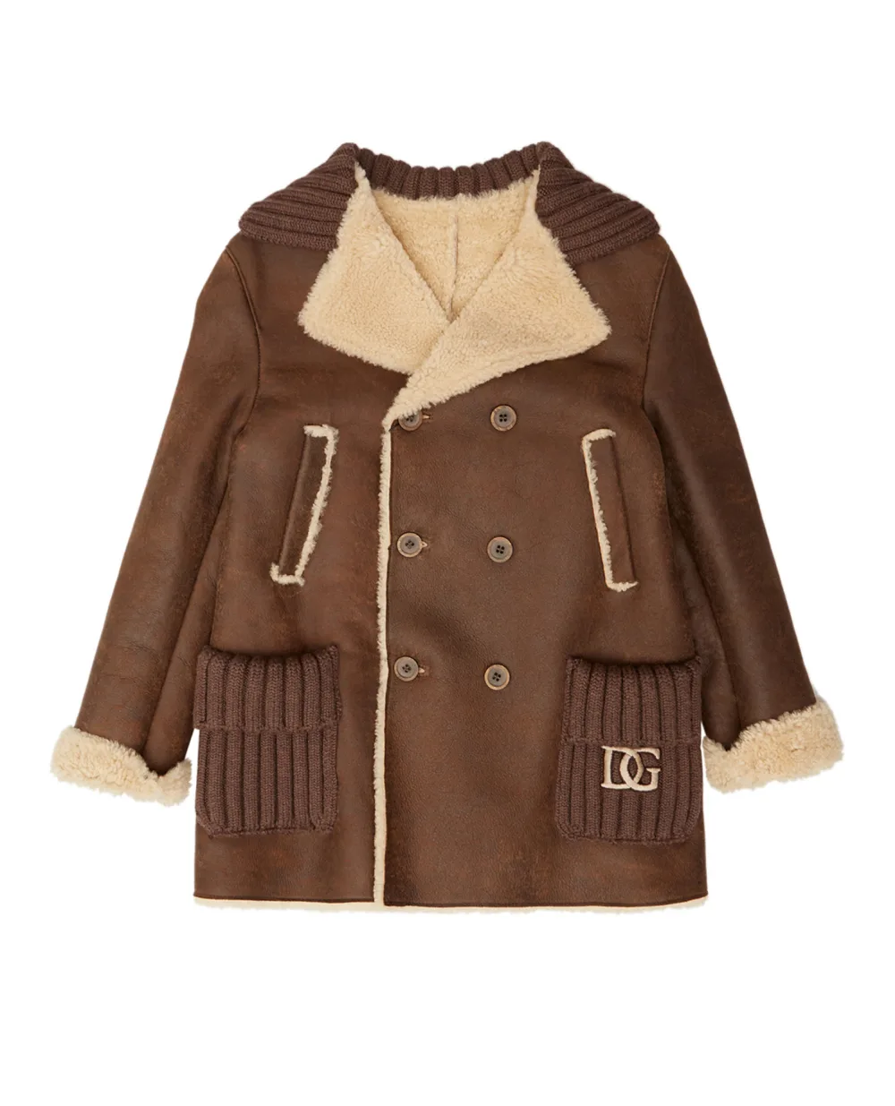 Детская дубленка Dolce&Gabbana Kids L41C95-FUP4G-B, коричневый цвет • Купить в интернет-магазине Kameron