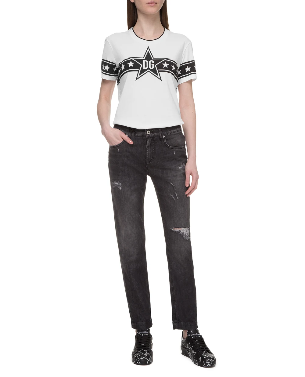Джинсы Boyfriend Dolce&Gabbana FTAIAD-G899D, серый цвет • Купить в интернет-магазине Kameron