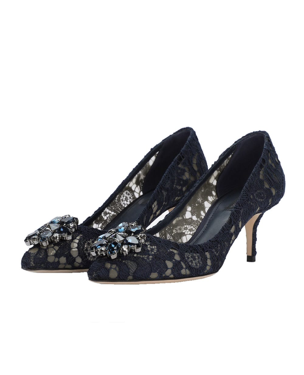 Кружевные лодочки Rainbow Lace Dolce&Gabbana CD0066-AL198, темно-синий цвет • Купить в интернет-магазине Kameron