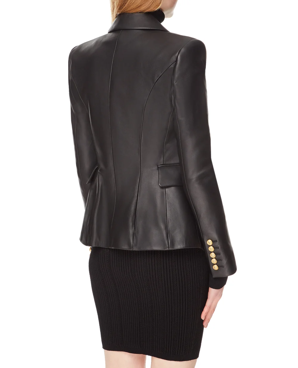 Кожаный жакет Balmain YF1SG000LB24, черный цвет • Купить в интернет-магазине Kameron