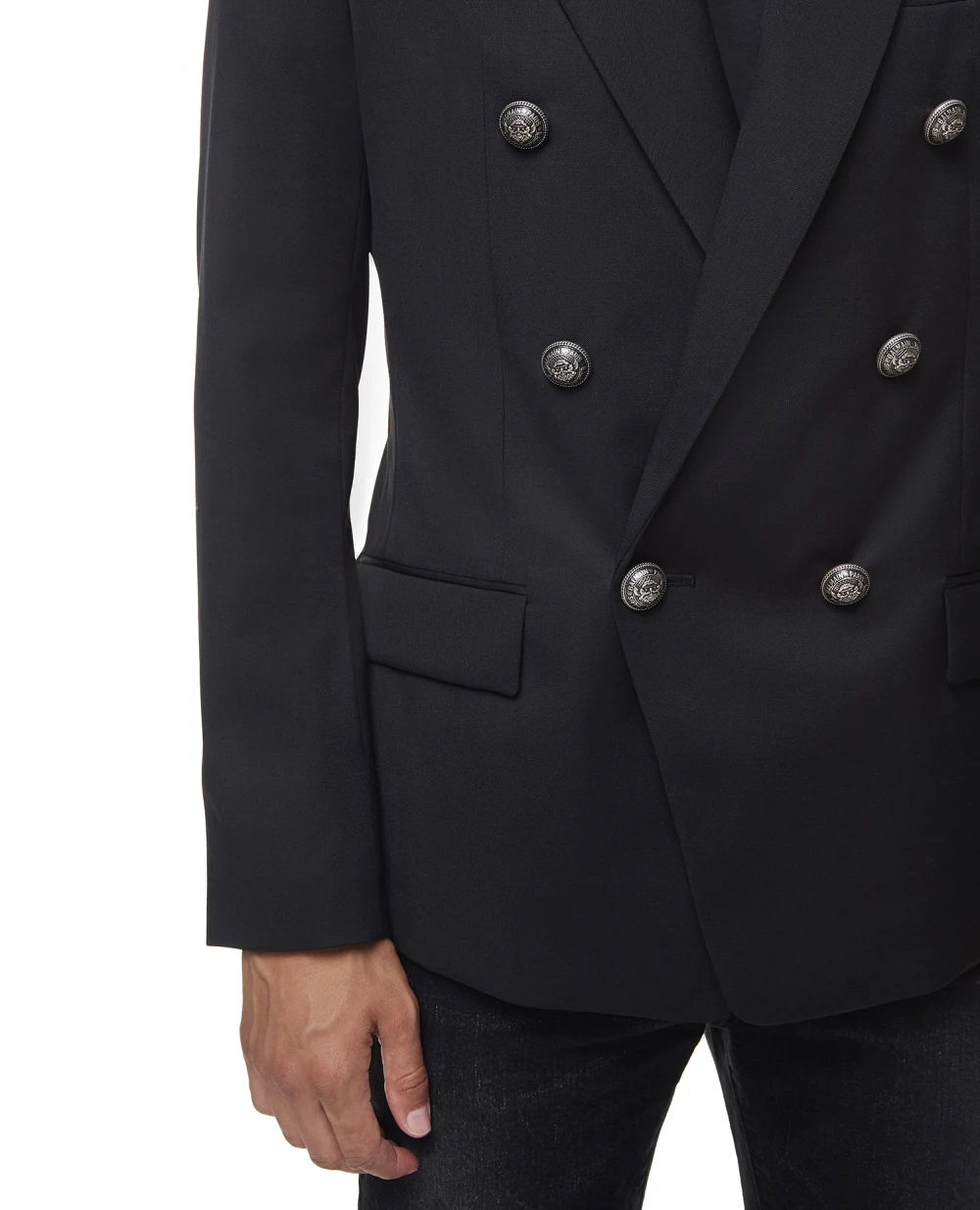 Шерстяной пиджак Balmain WH0SG010W074, черный цвет • Купить в интернет-магазине Kameron