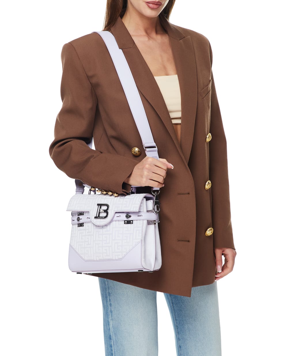Кожаная сумка Balmain AN0DB526LPDC, сиреневый цвет • Купить в интернет-магазине Kameron