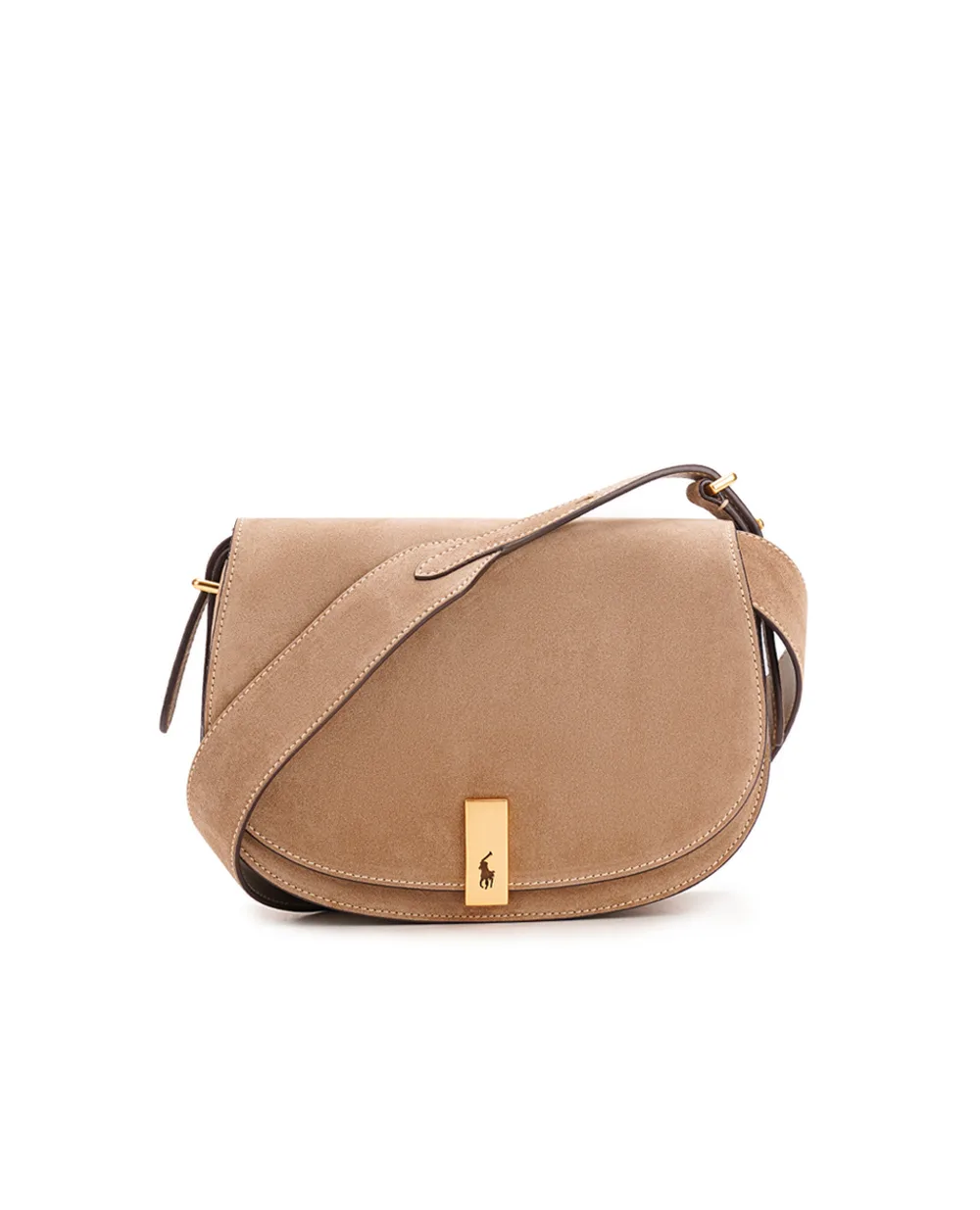 Кожаная сумка Polo ID Saddle Crossbody Medium Polo Ralph Lauren 428928765001, бежевый цвет • Купить в интернет-магазине Kameron
