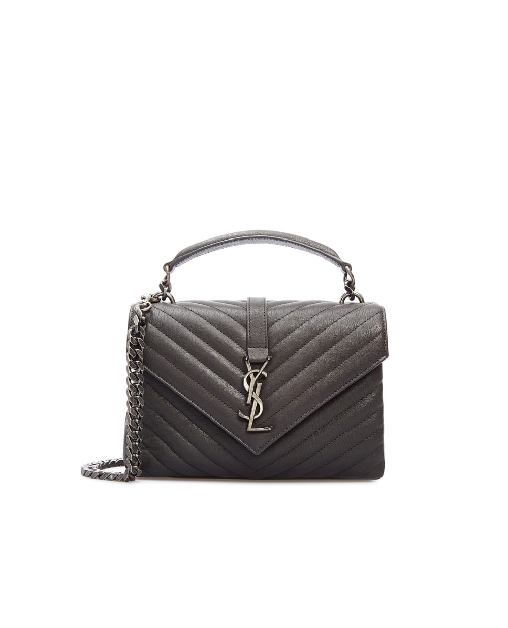 Кожаная сумка College Medium Saint Laurent 600279-BRM04-, серый цвет • Купить в интернет-магазине Kameron