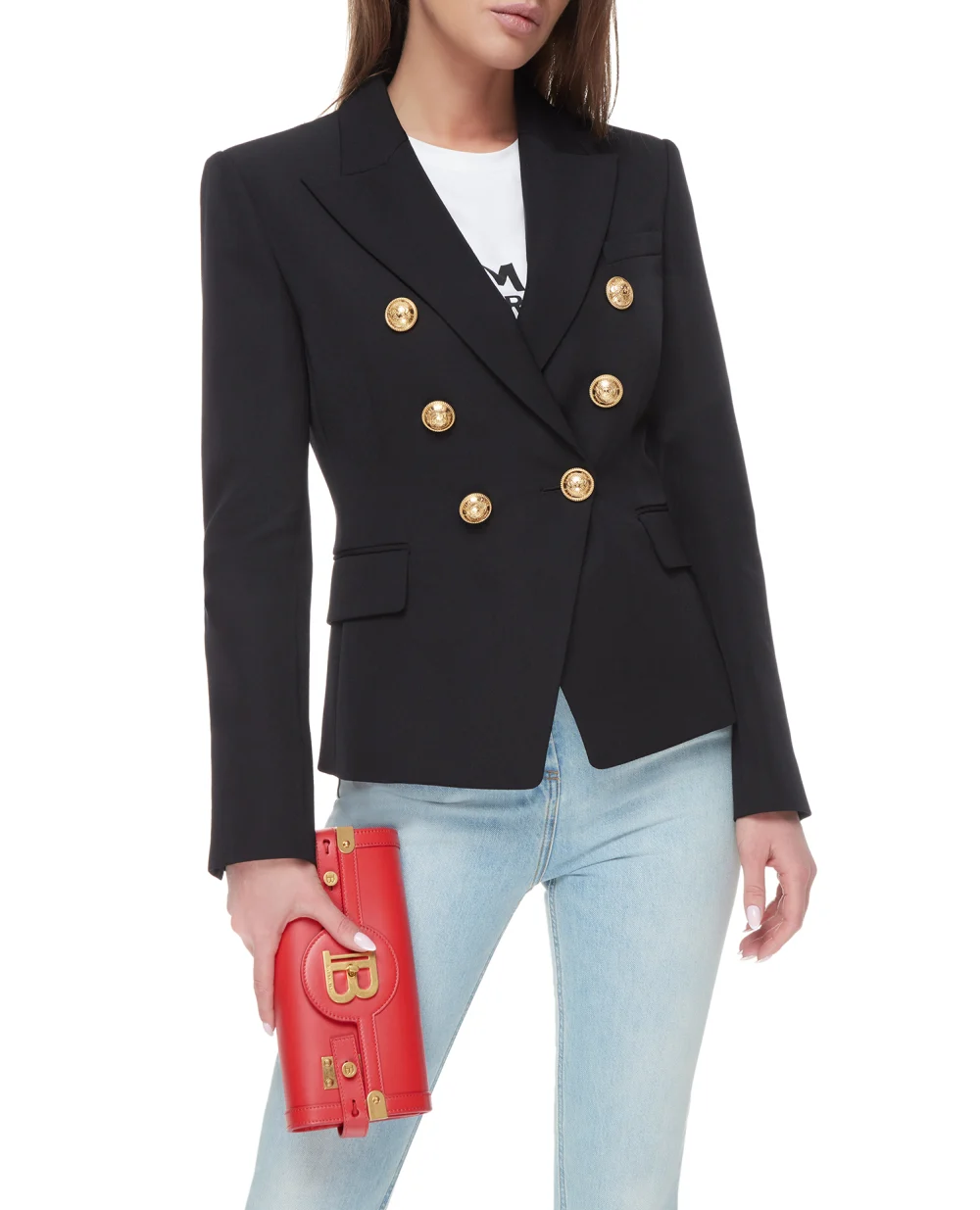 Кожаная сумка B-Buzz Balmain AN1LE596LPRS, красный цвет • Купить в интернет-магазине Kameron