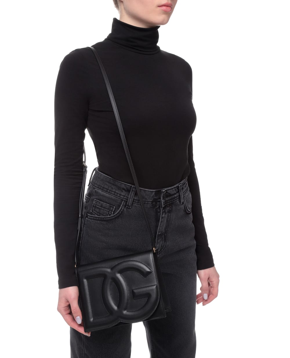 Кожаная сумка DG Logo Small Dolce&Gabbana BB7287-AW576, черный цвет • Купить в интернет-магазине Kameron